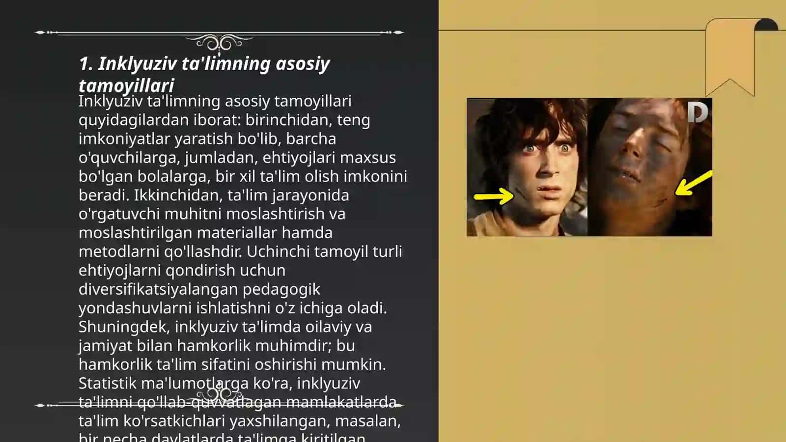 Inklyuziv taʼlimni tamoyillari va unga boʻlgan extiyojlari va uning sabablari bosqichlari 3