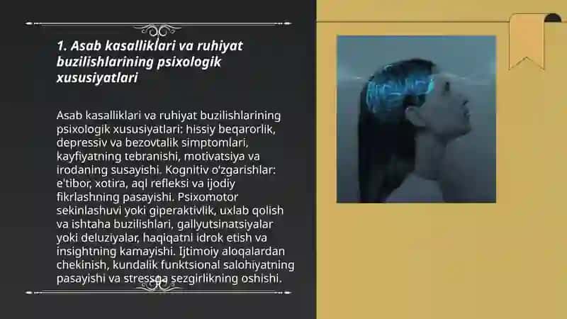 ASAB KASALLIKLARI VA RUHIYAT BUZILISHIDA BEMORLAR PSIXOLOGIYASI 3