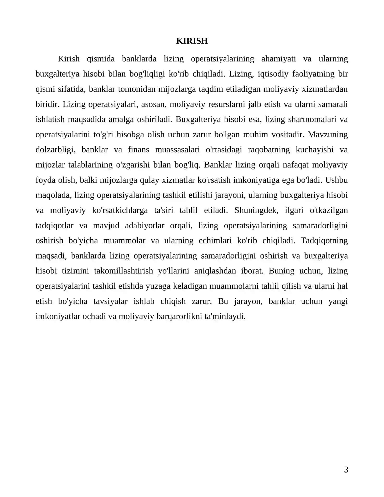 Banklarda lizing operatsiyalarini tashkil etilishi va buxgalteriya hisobi 3
