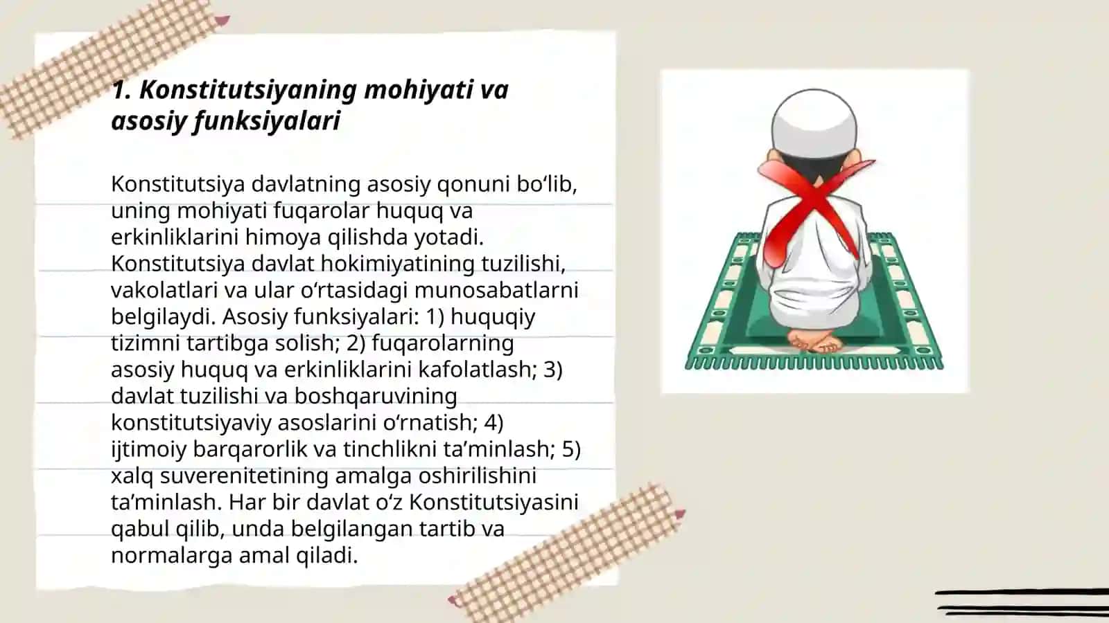 Konstitutsiyada jahon konstitutsiyaviy rivojlanish tajribalari hamda milliy qadryatlarning aks etishi 3