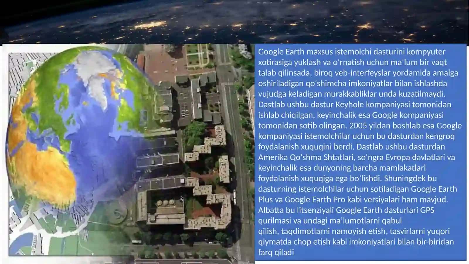 Google Earth dasturi haqida ma’lumot 3