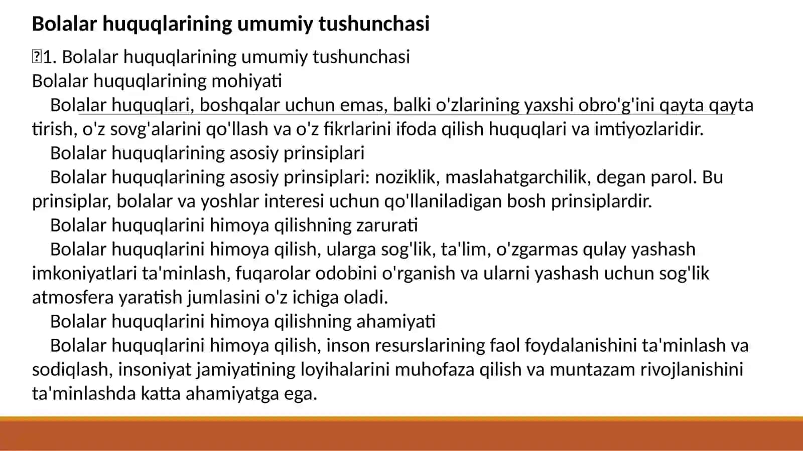 O'zbekistonda bolaning himoya va yordam olish xuquqini amalga oshirish 3