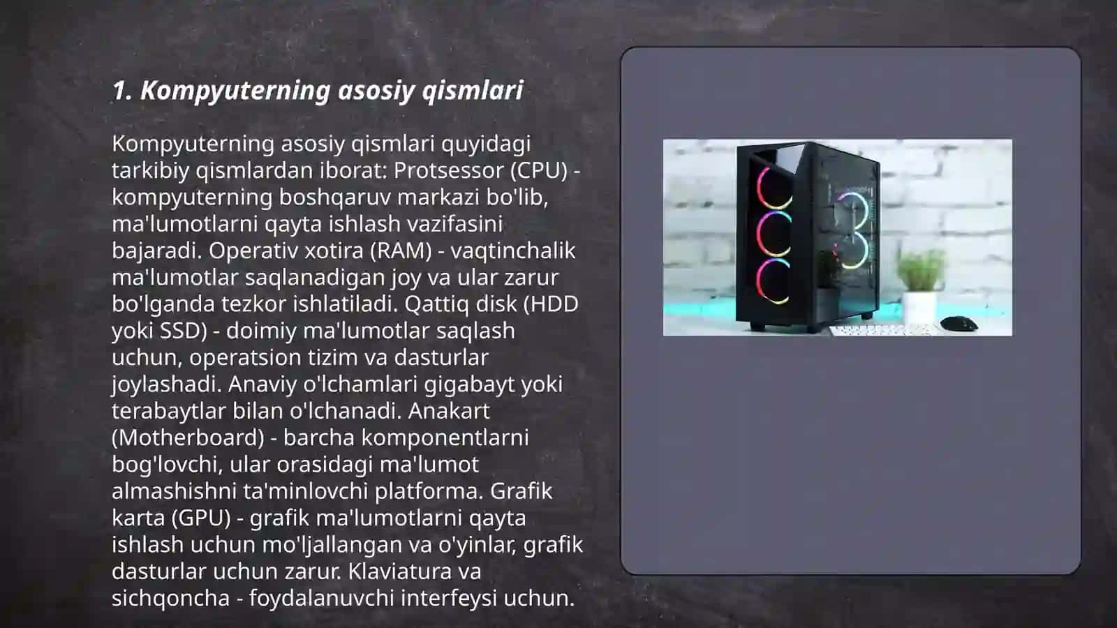 Kompyuterning asosiy va qo'shimcha qurilmalari 3