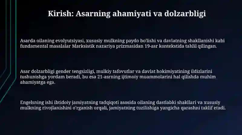 Oila xusisy mulk va davlatning kelib chiqishi asarini ijtimoiy-fslsafiy tahlil etib bering 3