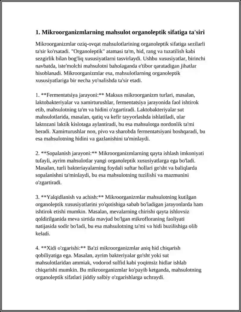 MIKROBIOLOGIK JARAYONLARNING MAHSULOT SIFATIGA TASIRI 3