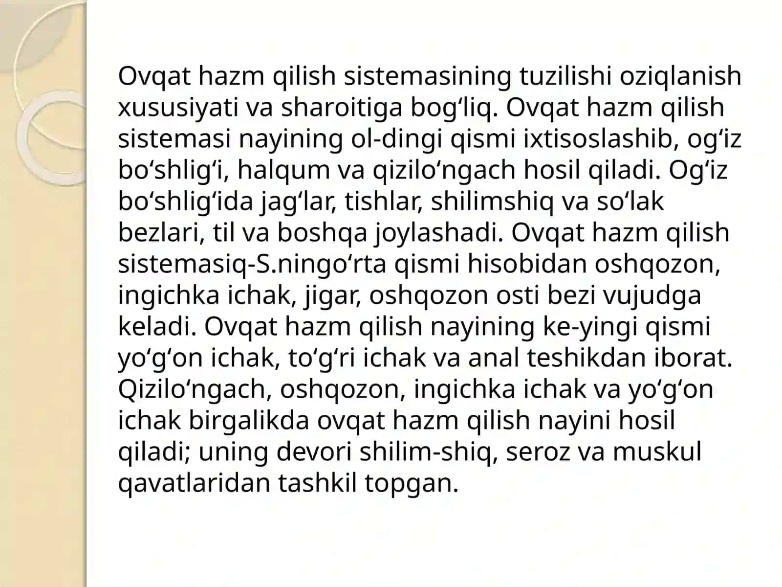 Og'iz bo'shlig'i va ovqat hazm qilish tizimi 3