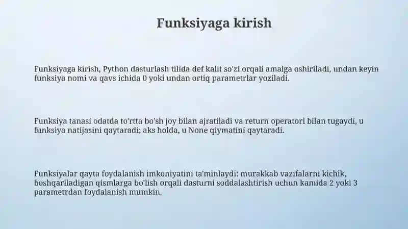 Python dasturlash tilida funksiya 3