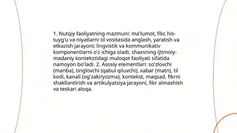 Nutqiy faoliyat.Nutq shakllari. Nutq uslublari 3