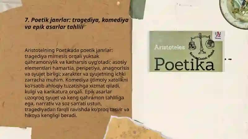 Aristotelning “Poetika” asarini o‘rganish, sharhini yozish 3