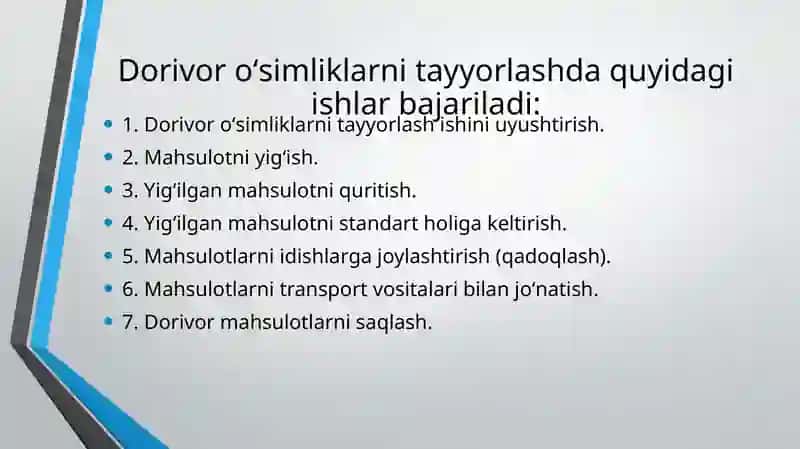 Xalq tabobatida dorivor o’simliklarni tayyorlash, saqlash va ishlov berish usullari 3