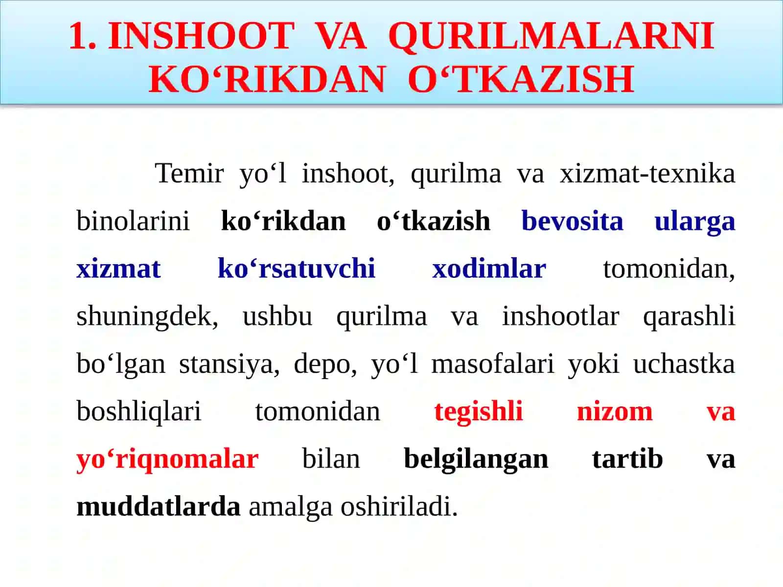 19-MA’RUZA TEMIRYO‘LINSHOOTVAQURILMALARINIKO‘RIKDANO‘TKAZISHVAULARNITA’MIRLASH 3