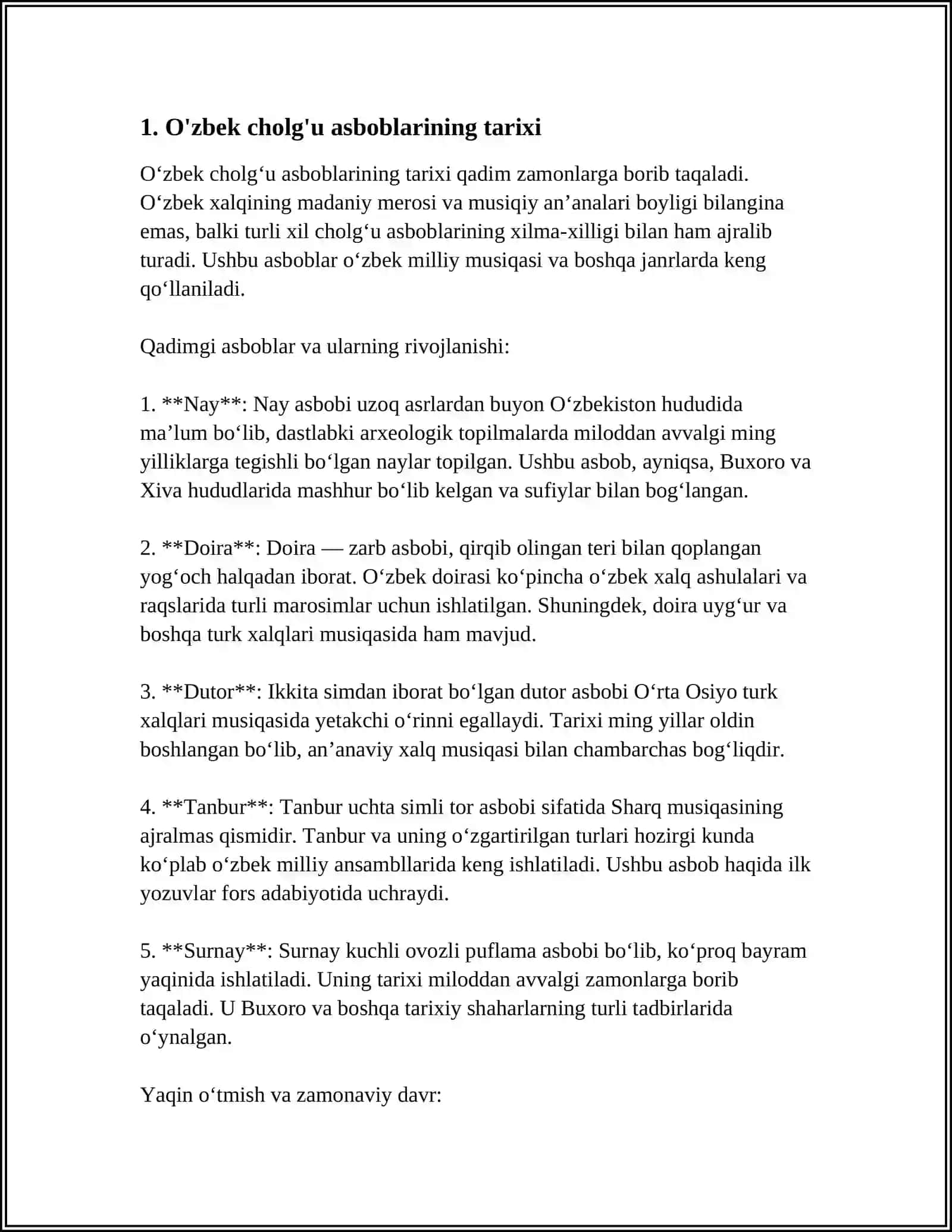 OʻZBEK VA JAHON CHOLG`U ASBOBLARI TARIXI 3