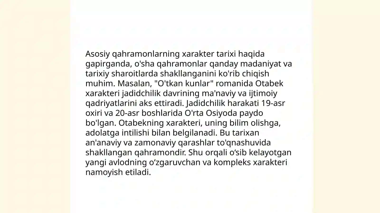 Sobir Oʻnarning Dunyo shunday tururmi qissasi haqida obrazlar xarakteri 3