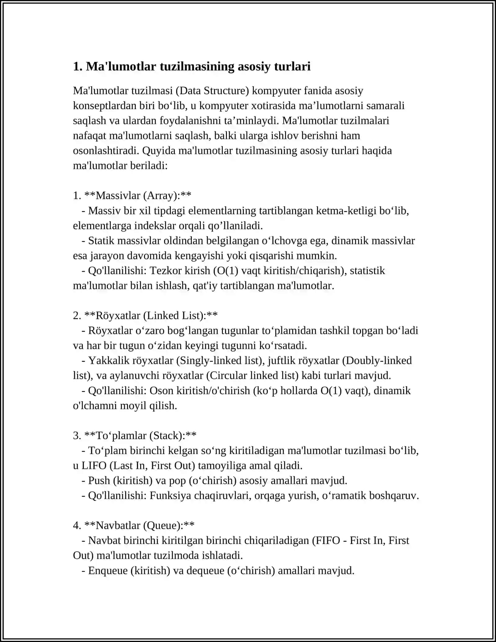 MA'LUMOTLAR TUZILMASINING O'RNI VA AHAMIYATI 3