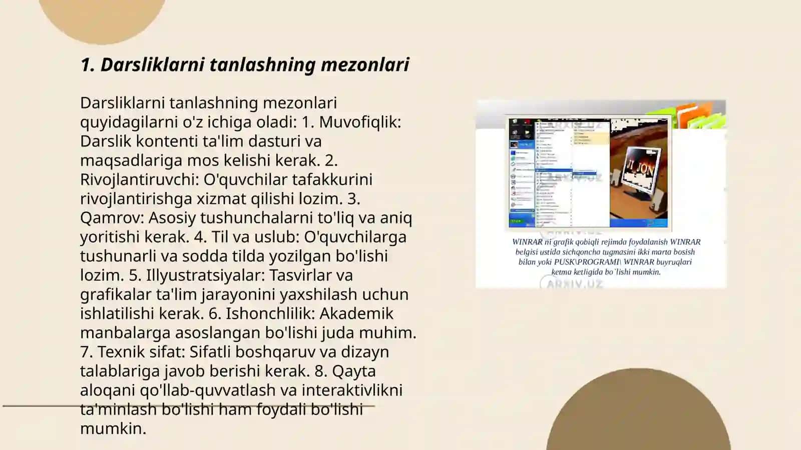 Darslik va qo’shimcha adabiyotlar bilan ishlash 3