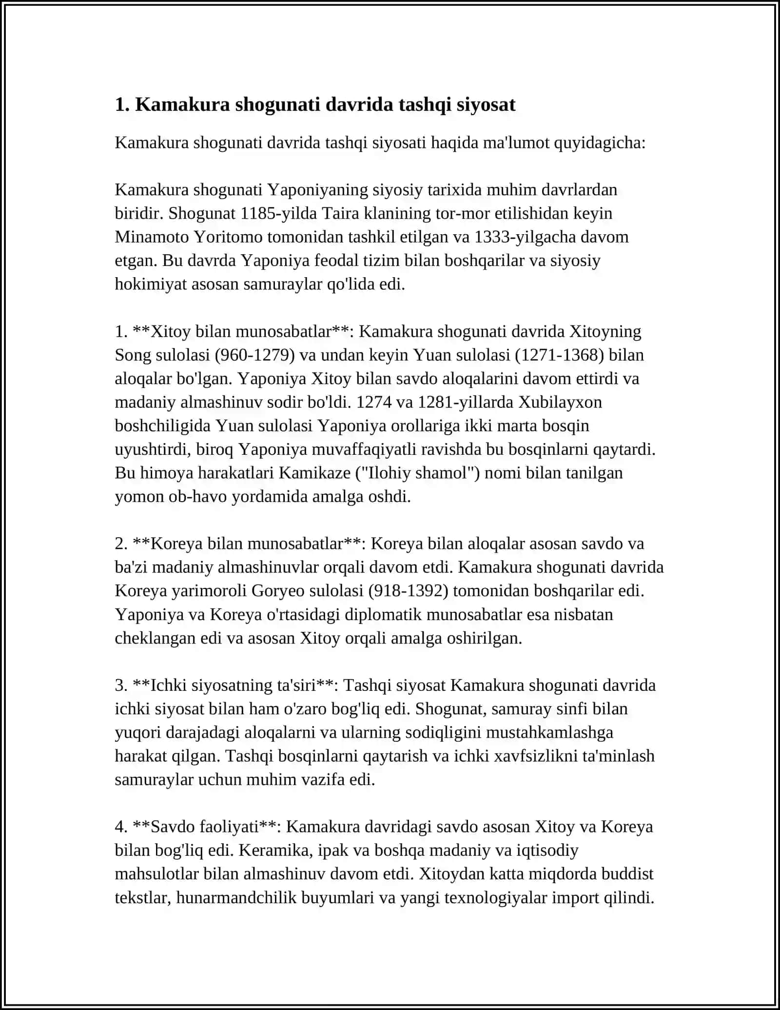 KAMAKURA VA MURAMOTI DAVRIDA YAPONIYANING TASHQI SIYOSATI(1185-1603) 3