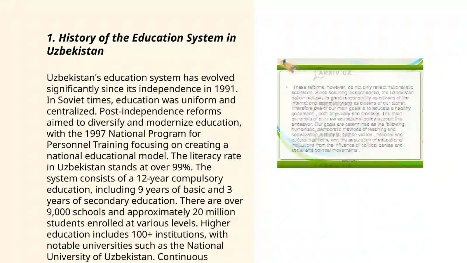 The education system of uzbekistan 3