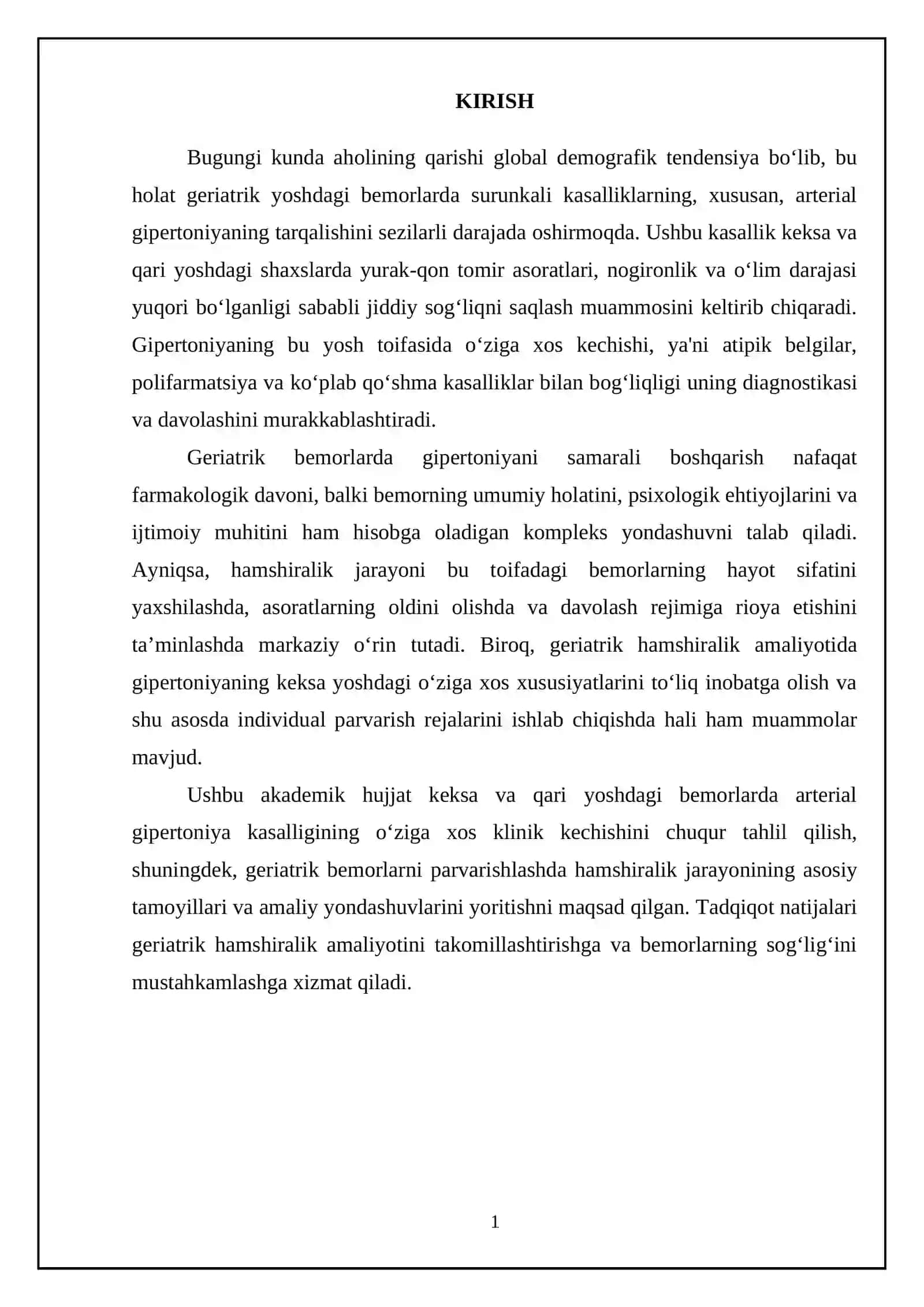 Keksa va qari yoshdagi bemorlarda gipertoniya kasalligining oʻziga xos kechishi va geriatrik bemorlarni parvarishlashda hamshiralik jarayoni 3