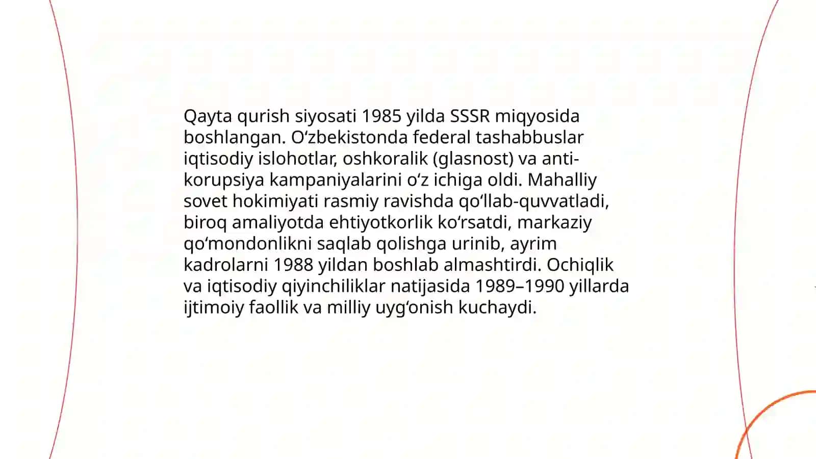 Qayta qurish siyosati O‘zbekistonda 3