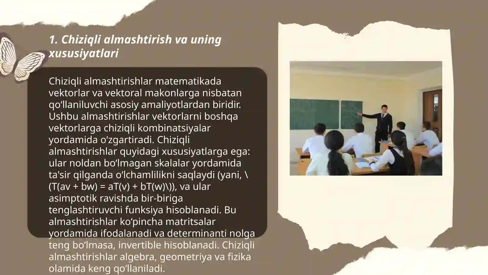 Chiziqli almashtirishlarning obrazi va aksi 3