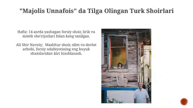 Navoiyning Majolis unnafois asaridagi turkiy shoirlar haqida malumot 3
