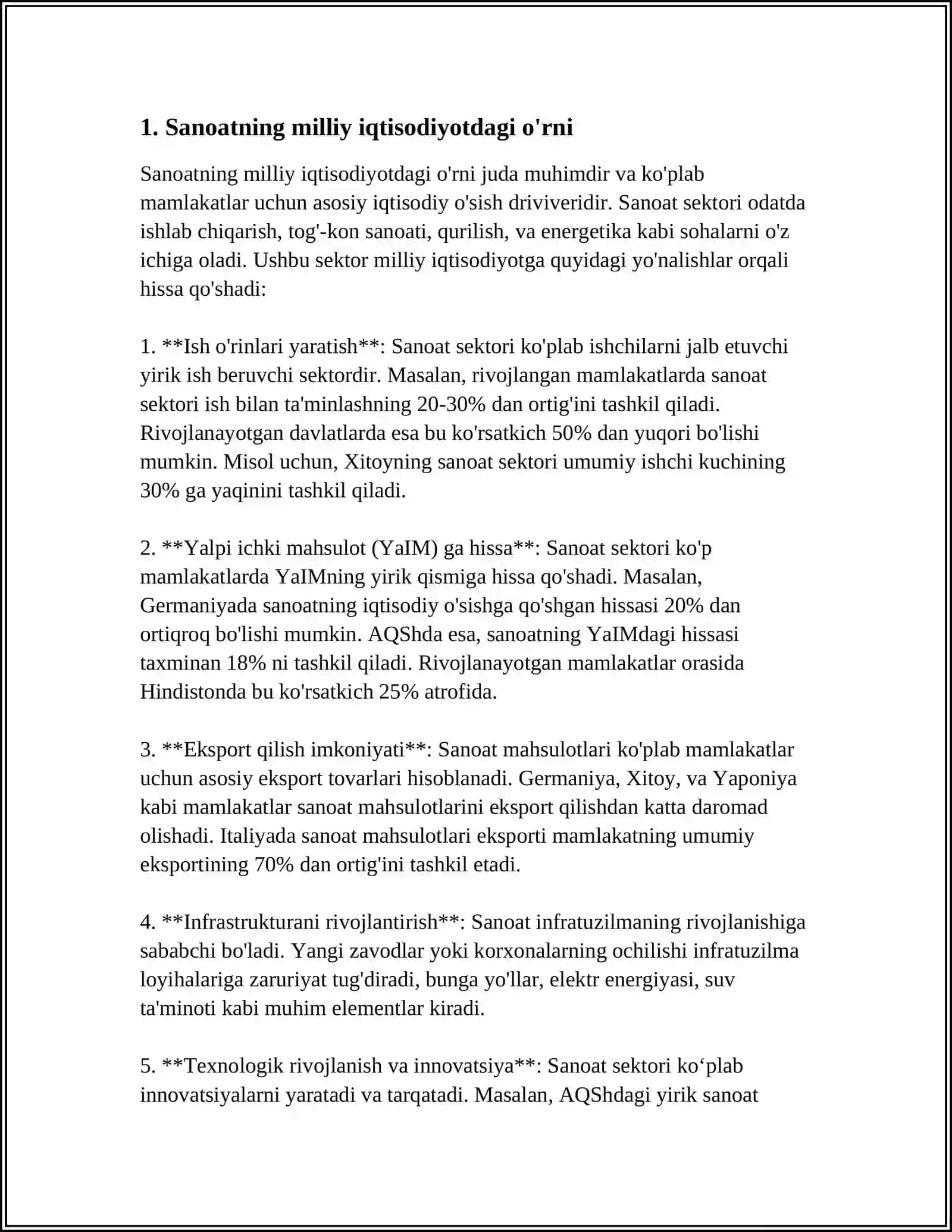 Sanoat va uning milliy iqtisodiyot rivojidagi roʻli va oʻrni 3