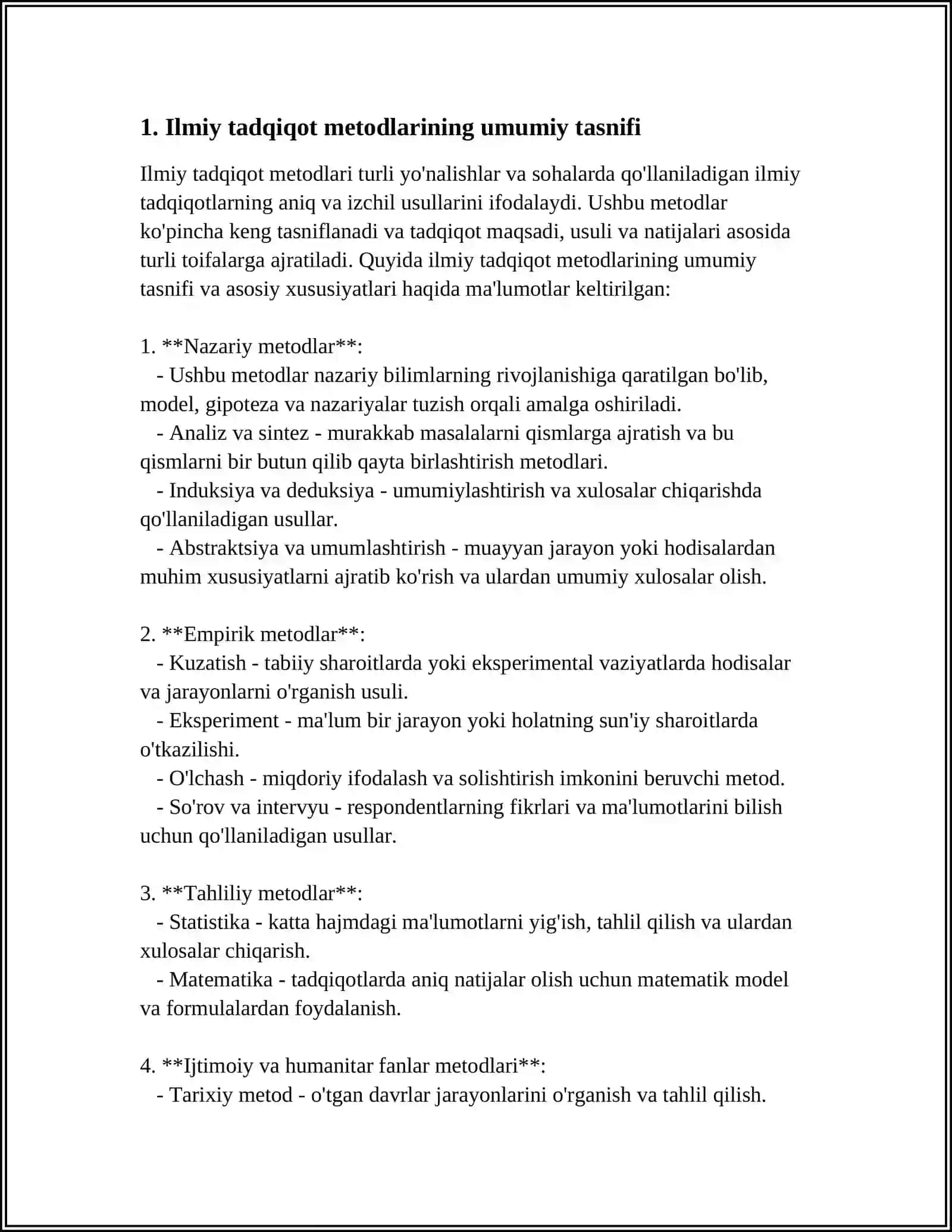 PEDAGOGIK ILMIY TADQIQOT METODLARI TASNIFI VA TAVSIFI 3