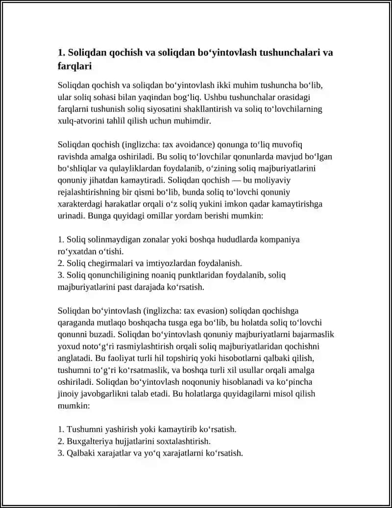 SOLIQDAN QOCHISH VA SOLIQDAN BOʻYIN TOVLASH: IQTISODIY MEXANIZMLAR VA OQIBATLAR 3