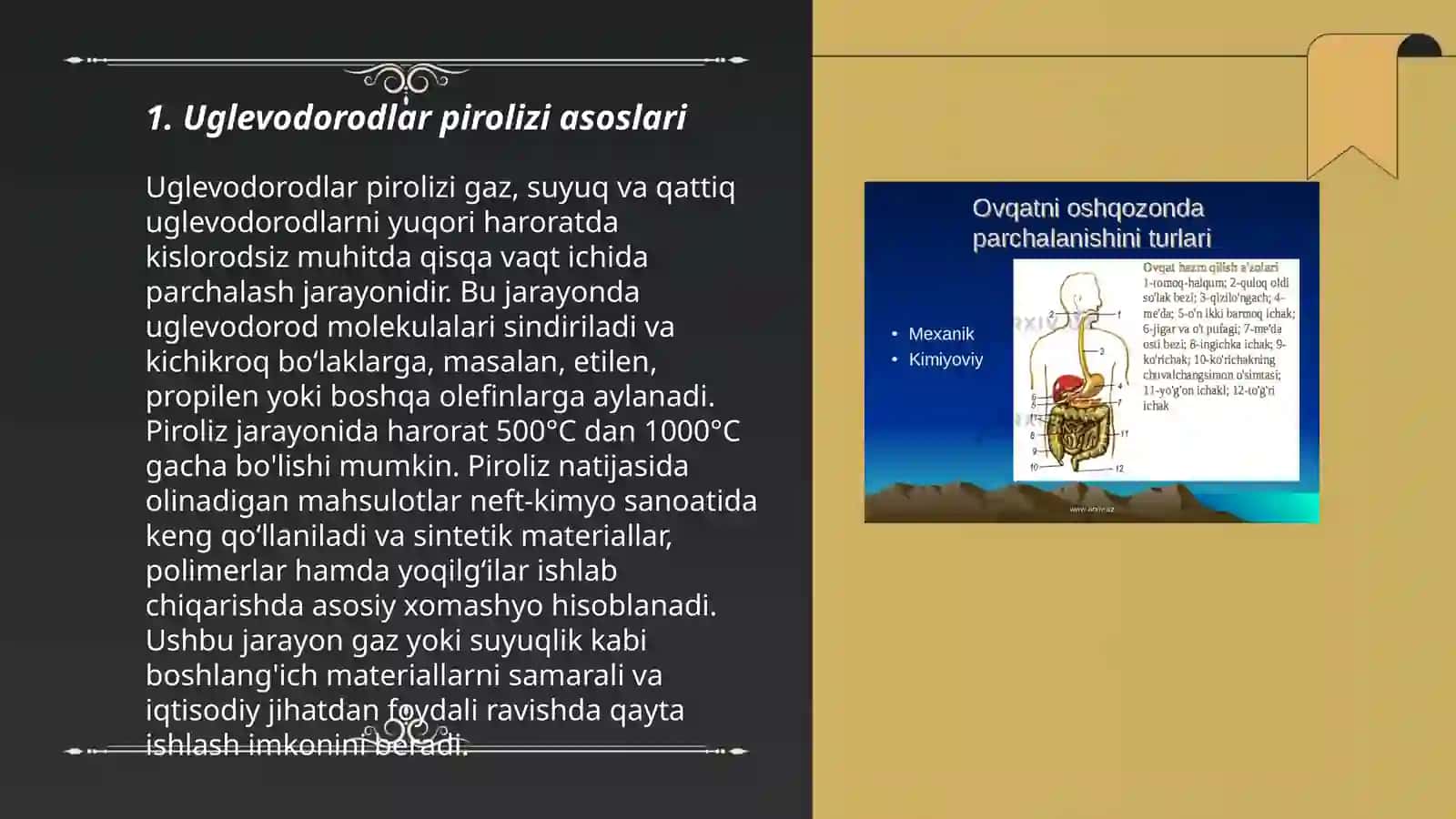 Uglevodorod xomashyosini piroliz qilish yo'li bilan monomerlar olish 3