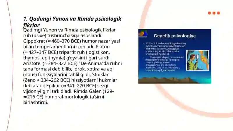Psixologik fikrlarning rivojlanish tarixi 3