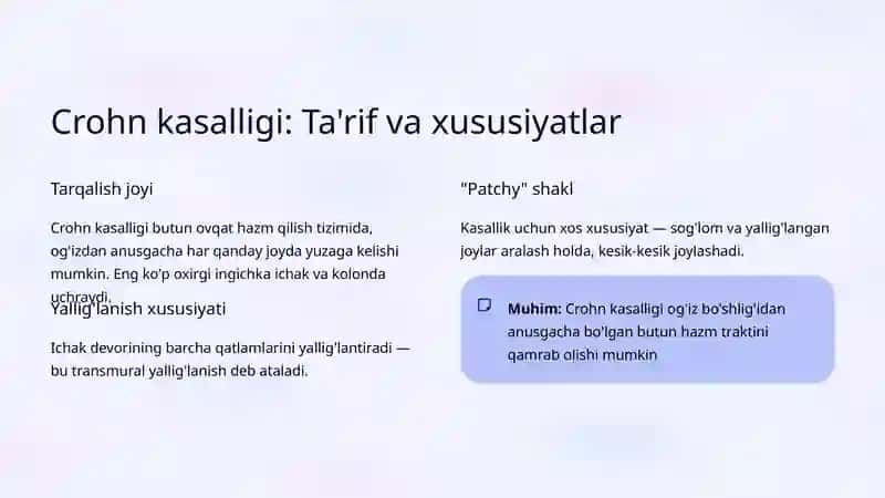 Ichak yallig'lanish kasalliklari: Crohn va yarali kolit 3