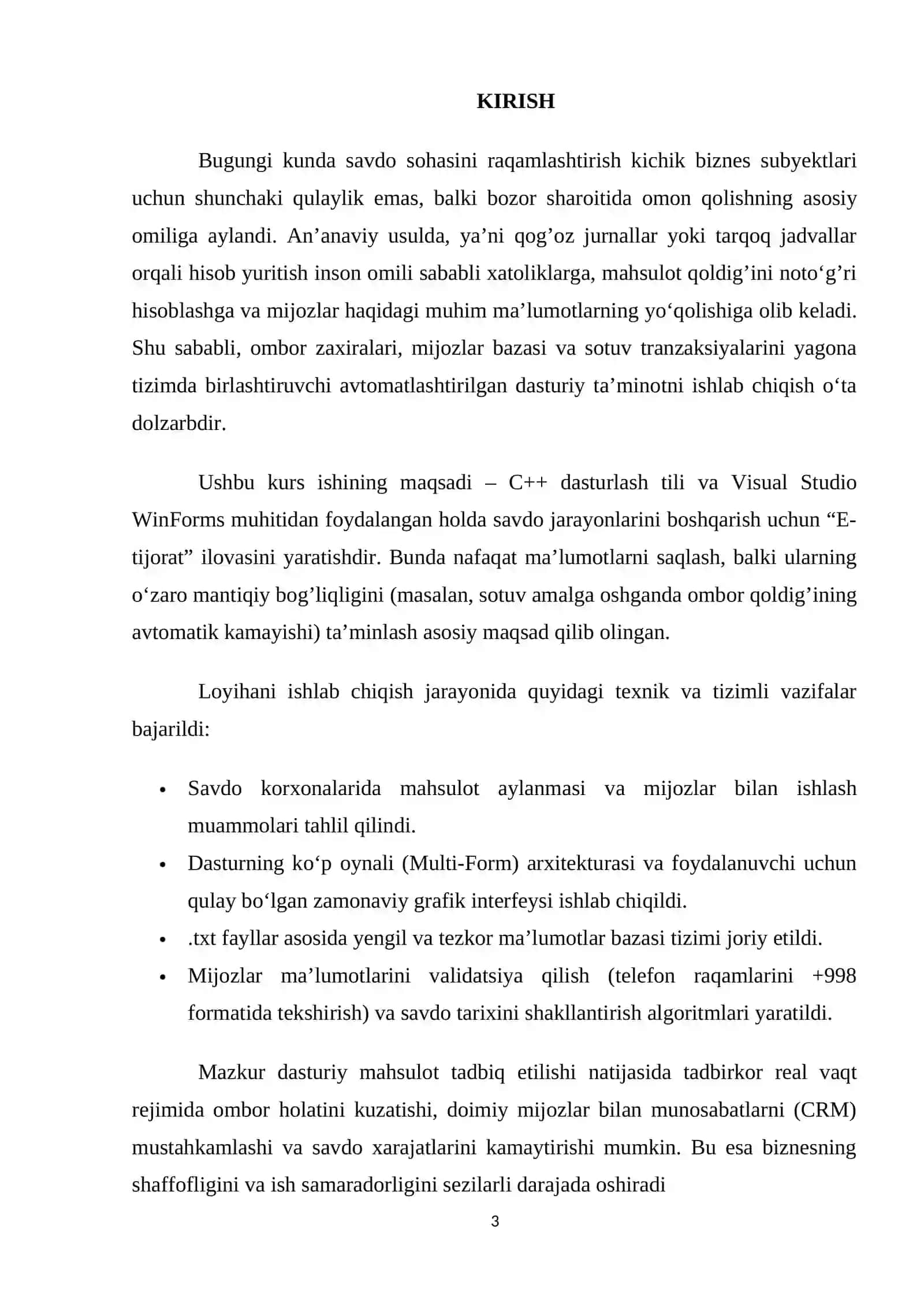 Visual Studio muhitida kurs ishi | Kurs ishi - E - TIJORAT UCHUN MAHSULOTLAR VA MIJOZLARNI BOSHQARISH DASTUR ILOVASINI YARATISH 3