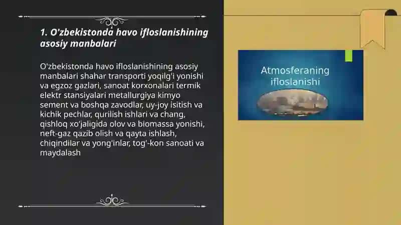 O'zbekistonda atmosferaning ifloslanishi va uning oldini olish choralari 3