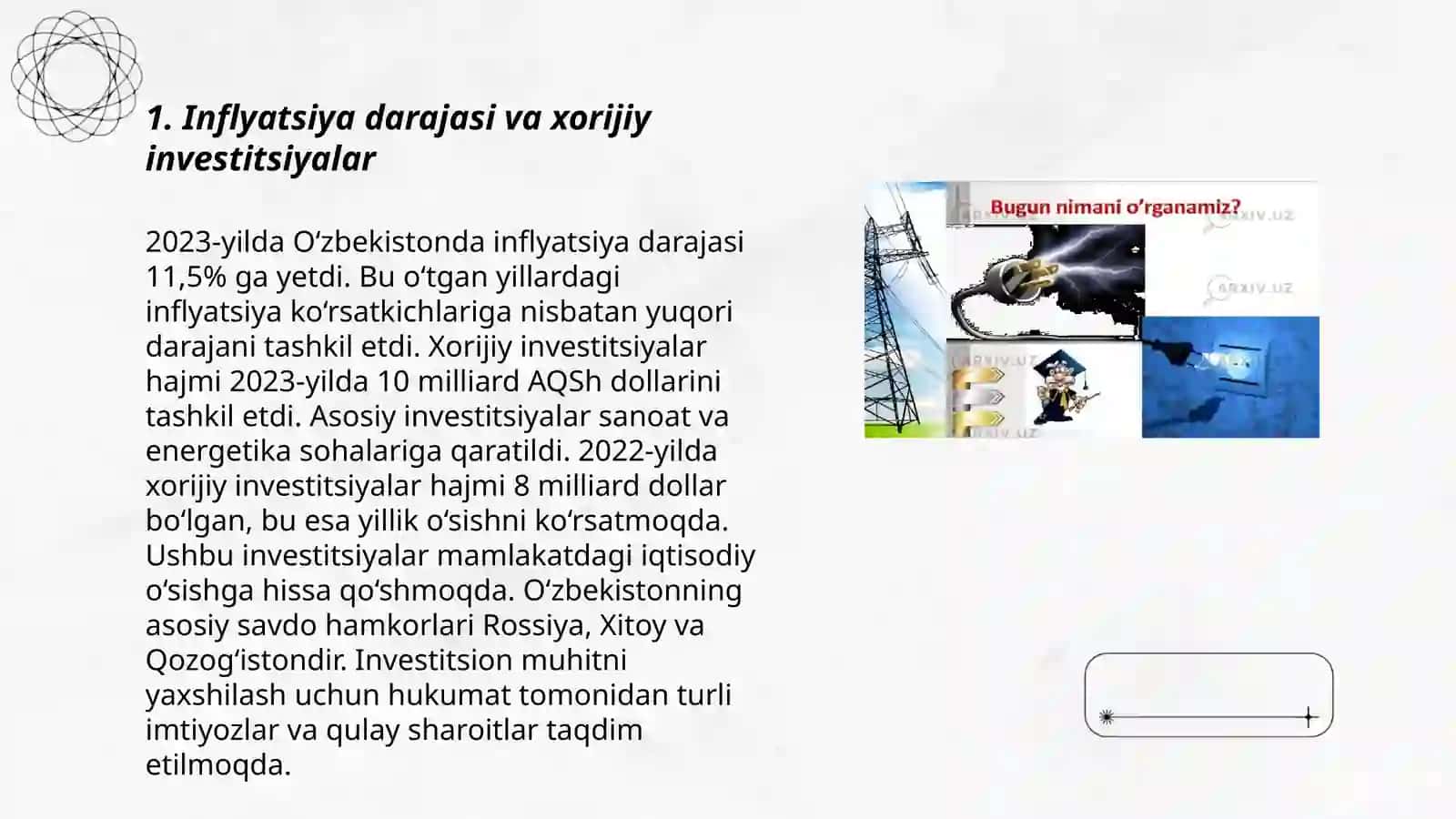 Xorijiy investitsiyalarning samaradorligiga inflatsiya indeksining ta'siri 3