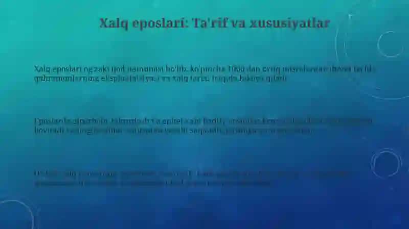 Xalq eposlari: Ta'rif va xususiyatlar 3