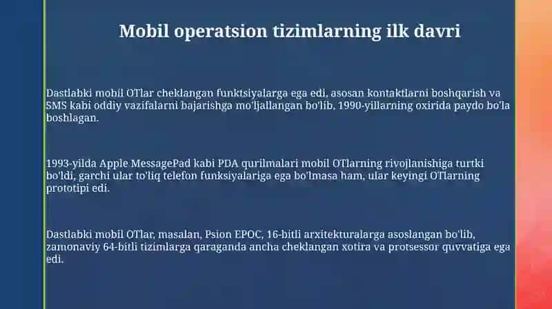 Mobil operatsion tizimlarning rivojlanish tarixi 3