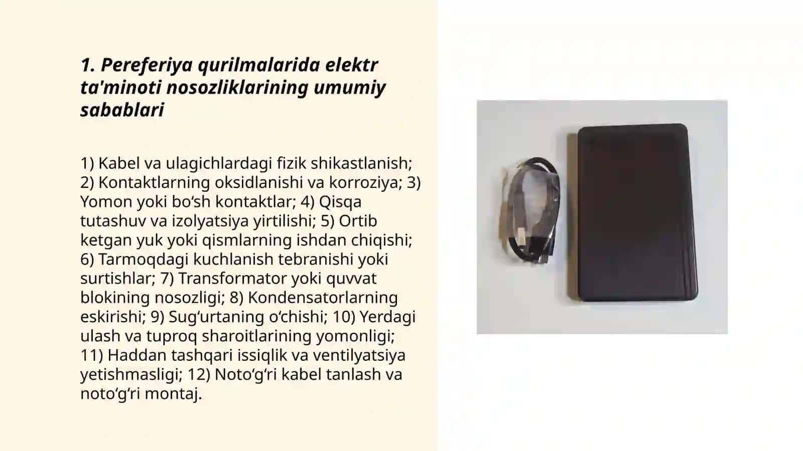 Pereferiya qurilmalarida elektr ta'minoti nosozliklarni bartaraf etish 3