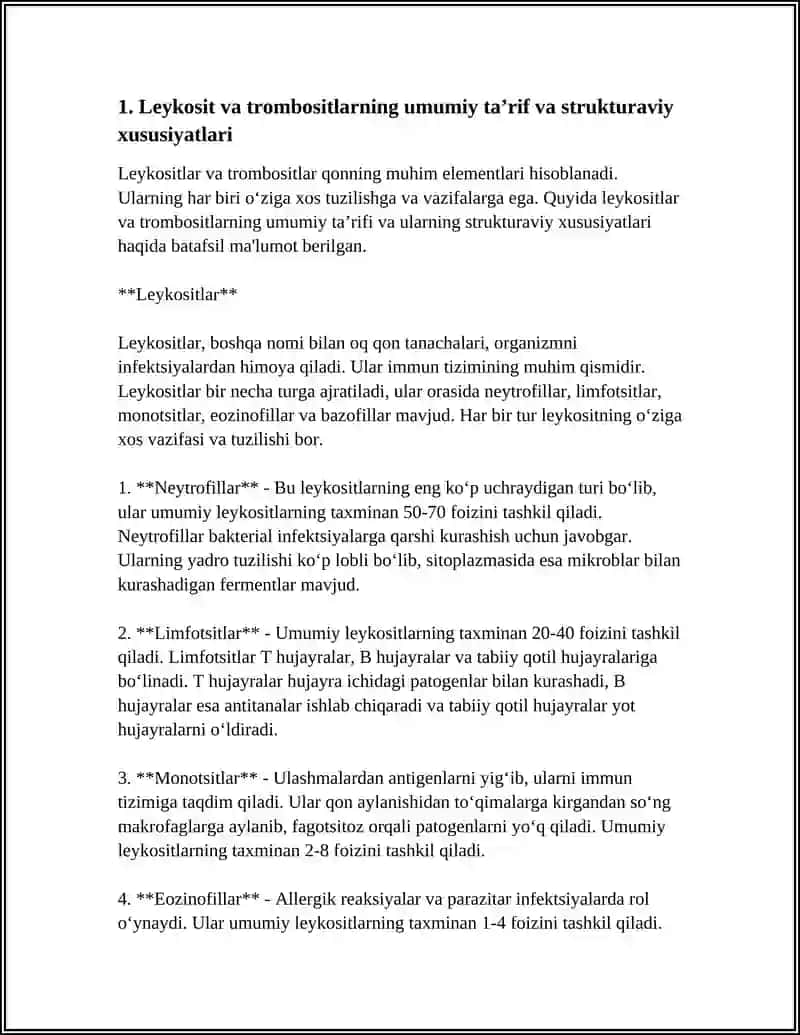 LEYKOSIT VA TROMBOSITLAR TUZILISHI 3