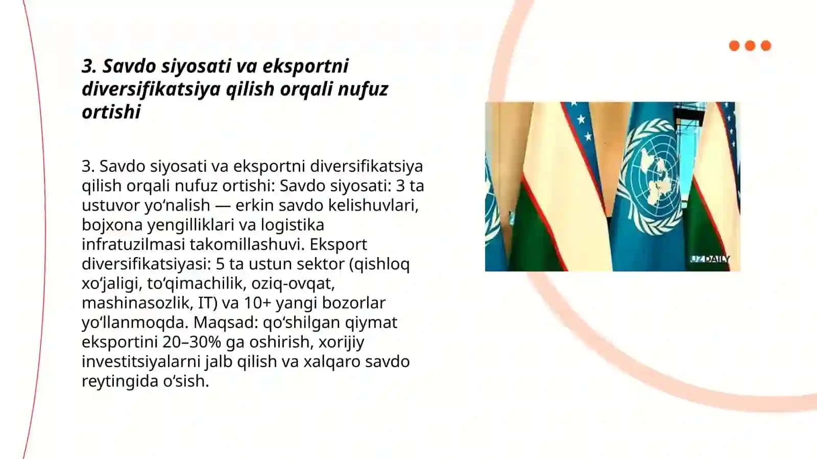 Savdo siyosati va eksportni diversifikatsiya qilish orqali nufuz ortishi 3