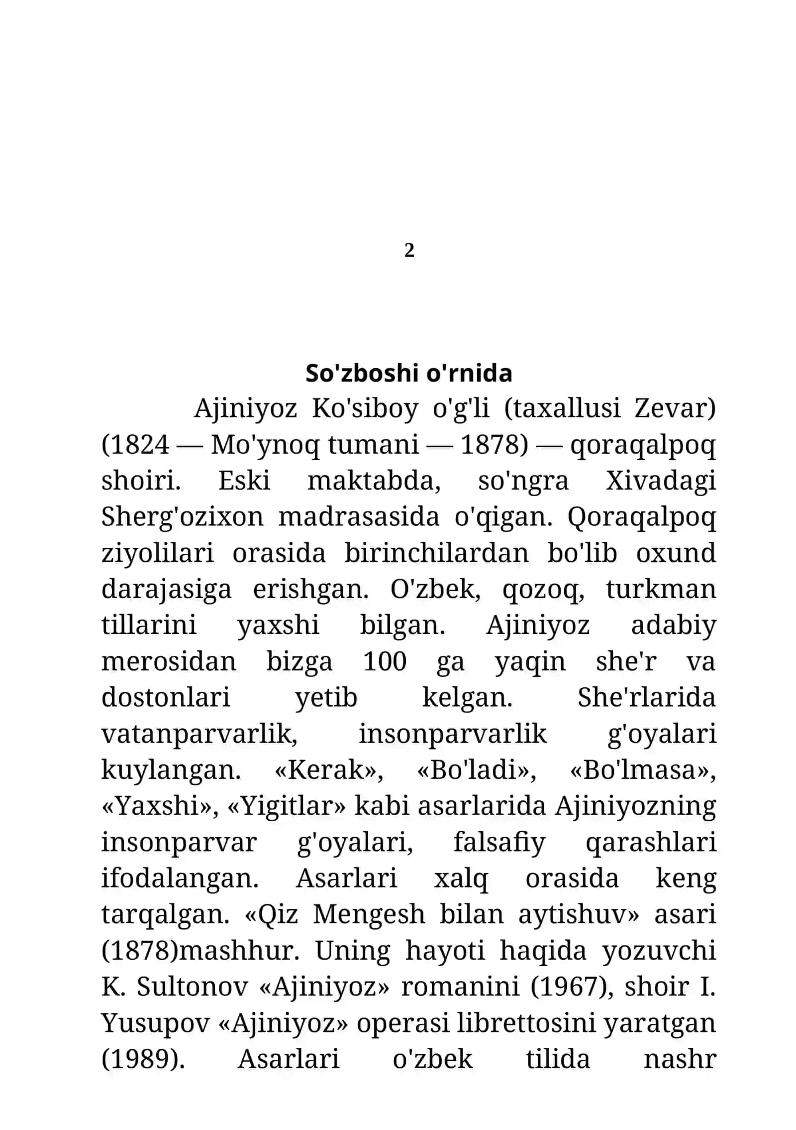 Ajiniyoz Qusiboy o`g`li ijodi va tarixi 3