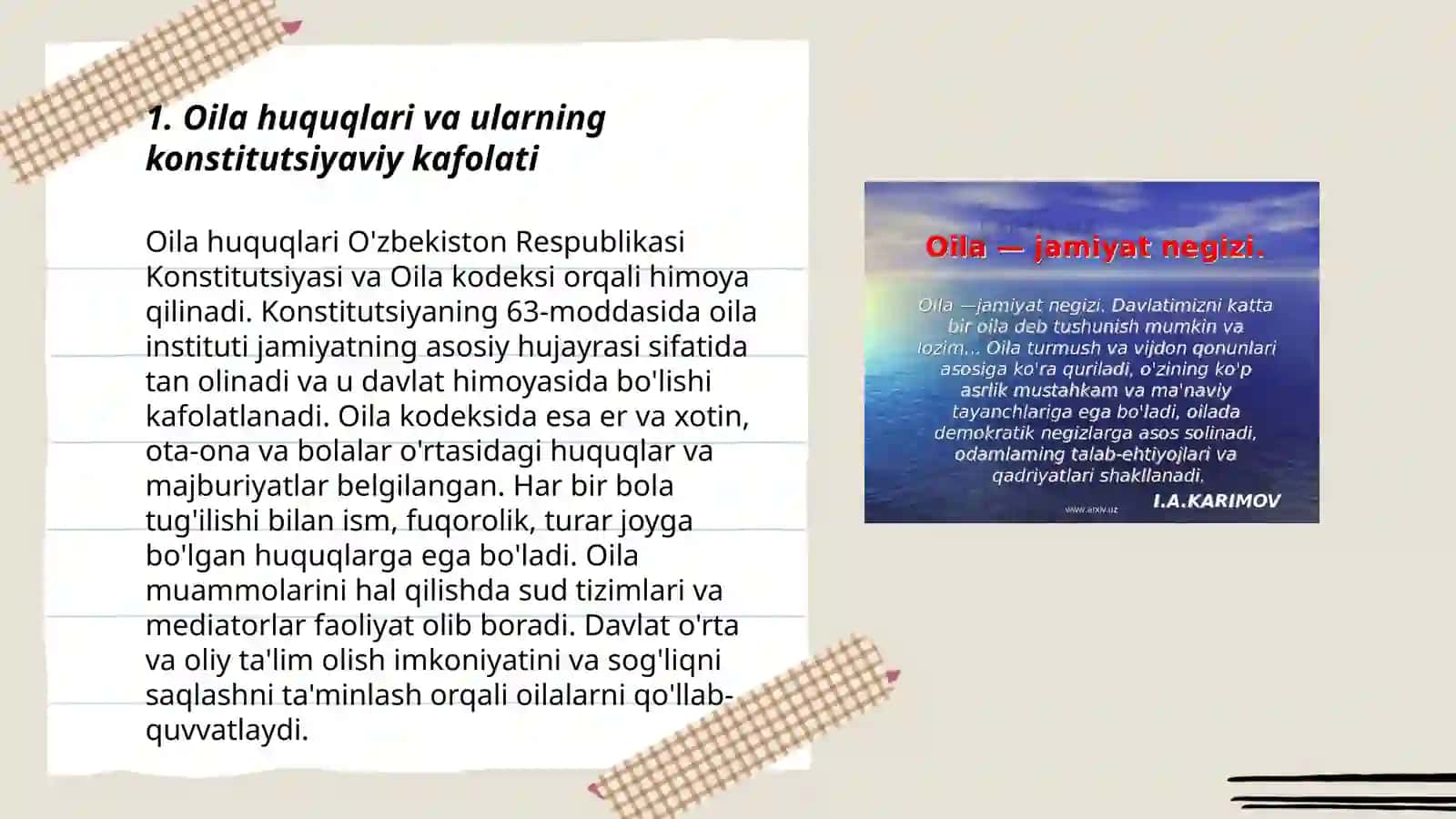 Oila, bolalar va yoshlar huquqining konstitutsiyaviy asoslari 3