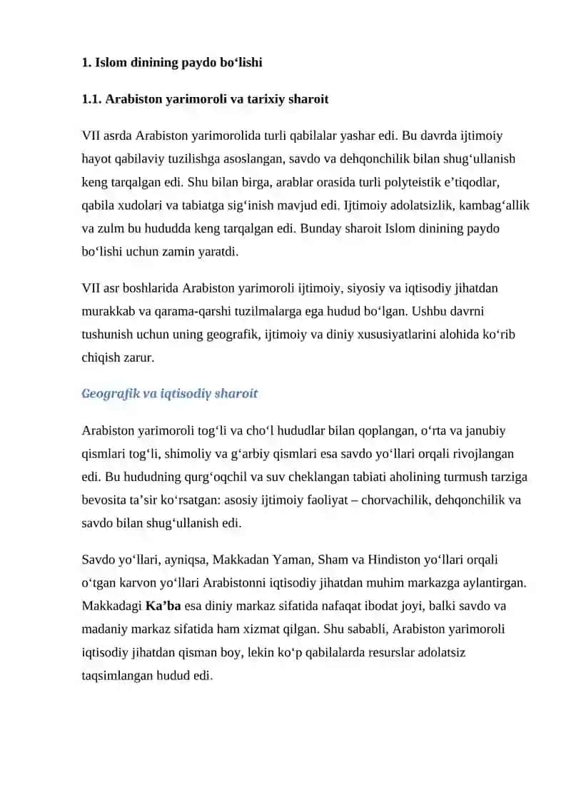 Islom dinining paydo bo‘lishi, rivoji va asosiy tamoyillari 3
