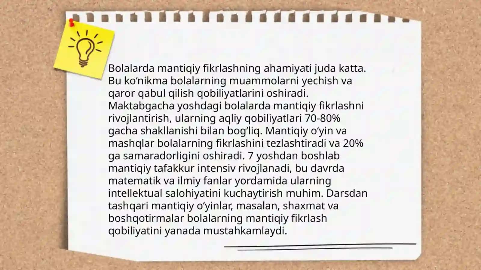 Bolalar mantiqiy fikrlash texnikasini shakllantirish shartlari 3