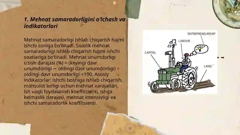 Ishlab chiqarish omillari samaradorligi: mehnat, kapital,yer va texnologiyalar 3