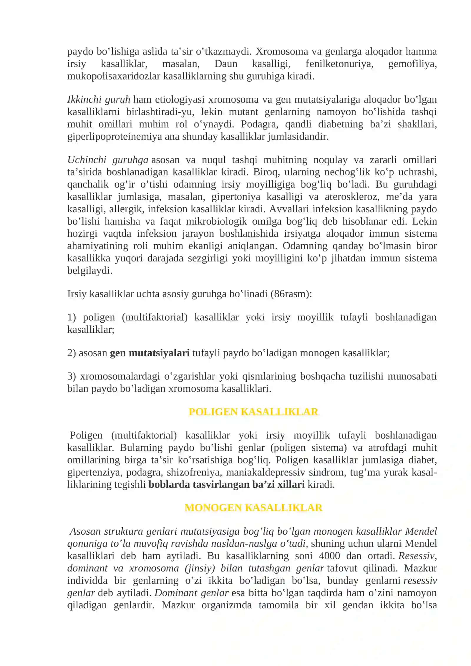 Mavzu 5:Genetik buzilishlar. Mutatsiyalar. Mendelga oid buzilishlar. Ko‘p faktorli nasldan o‘tish buzilishlari. Normal kariotip. Noklassik nasldan o‘tadigan monogen kasalliklar. Molekulyar diagnoz. Genetik kasalliklarni diagnozi 3