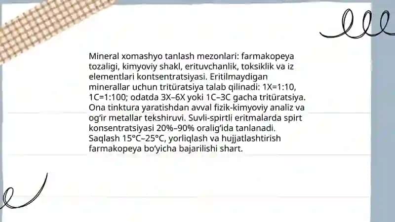 Mineral moddalardan gomeopatik suvli-spirtli eritmalar 3