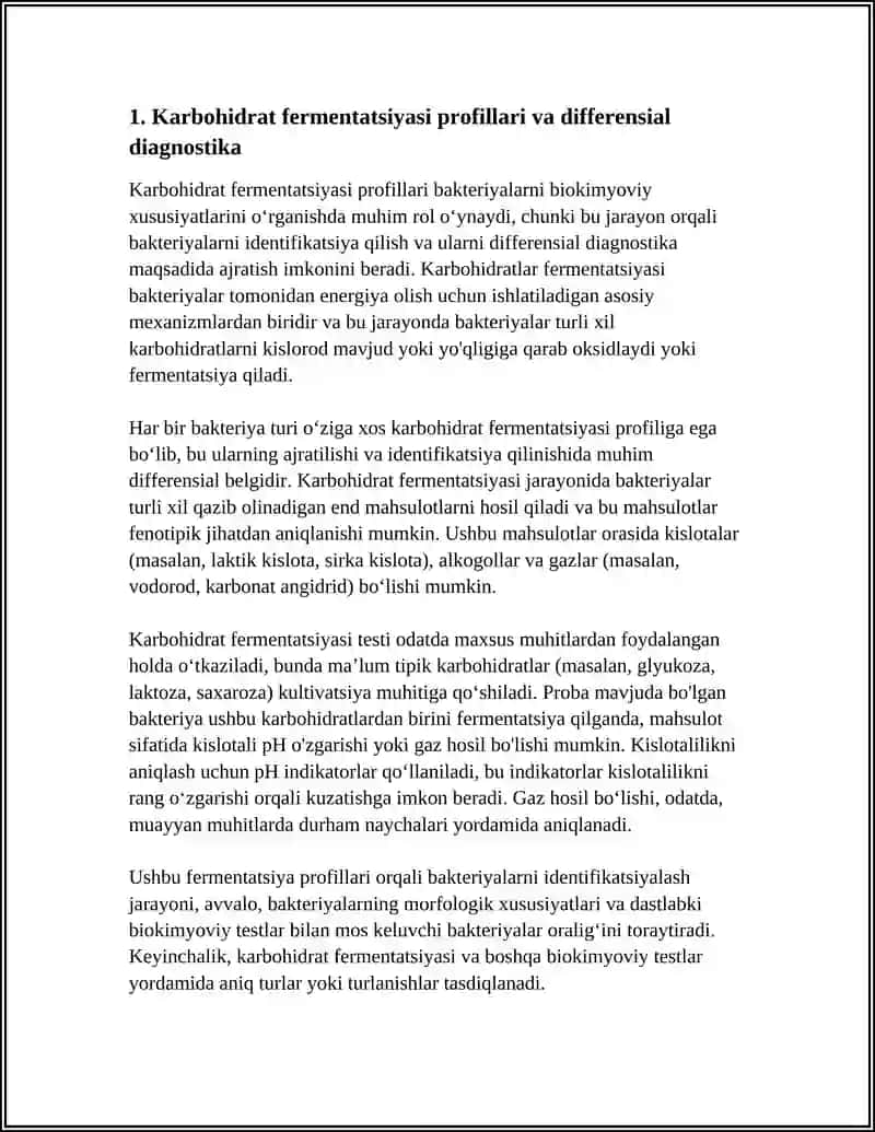 BAKTERIYALARNI BIOKIMYOVIY XUSUSIYATLARINI DIFFERENSIAL DIAGNOSTIK MAQSADDA OʻRGANISH 3