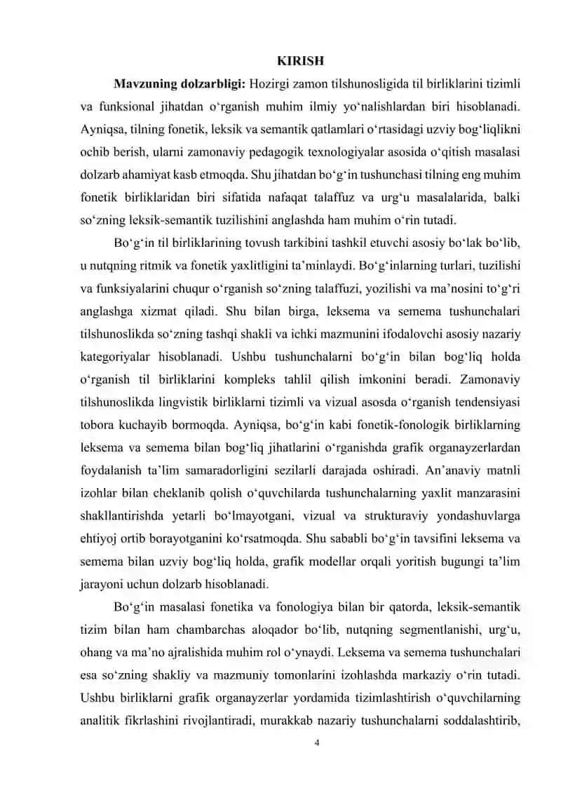 BO‘G‘IN TAVSIFIGA DOIR O‘QUV LOYIHASI LEKSEMA VA SEMEMA (GRAFIKLI ORGANAYZERLAR ASOSIDA) 3