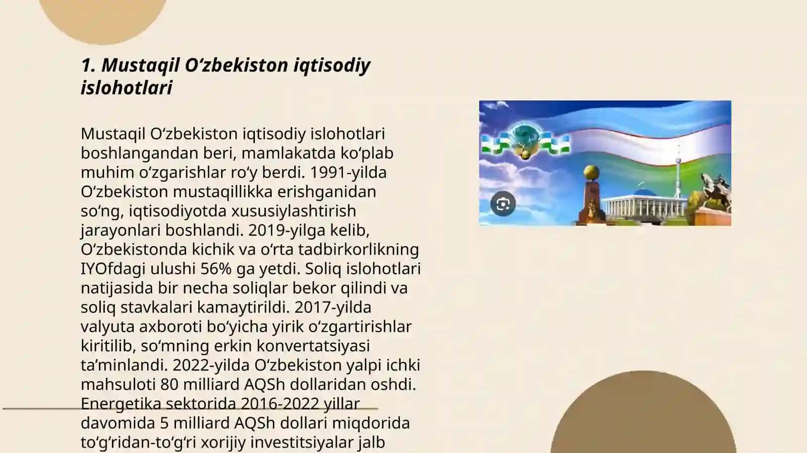 Mustaqil Ózbekiston iqtisodiyotining barqarorlashuvi va taraqiyoti 3