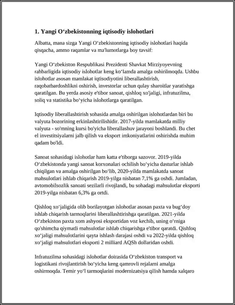 MUSTAQIL ISH Mavzu: YANGI O‘ZBEKISTON 3